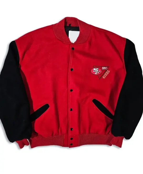 90’s San Francisco 49ers Red and Black Wool Varsity Jacket