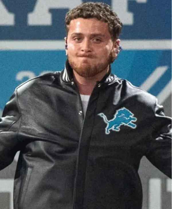 Bazzi Detroit Lions Leather Black Bomber Jacket