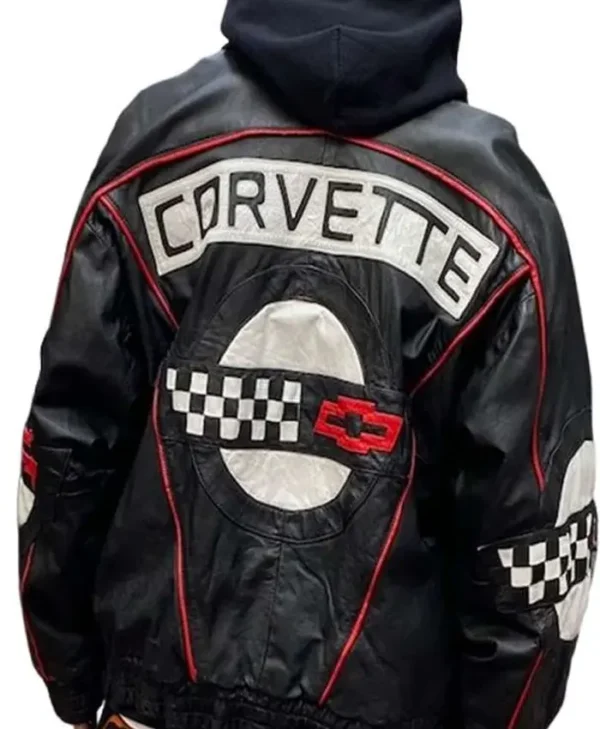 Black Vintage Corvette Leather Jacket