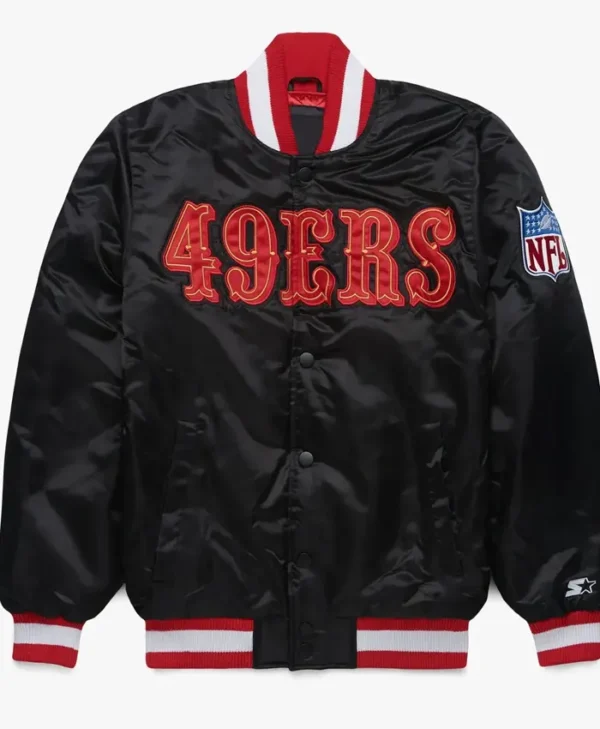 Blackout San Francisco 49ers Satin Varsity Jacket