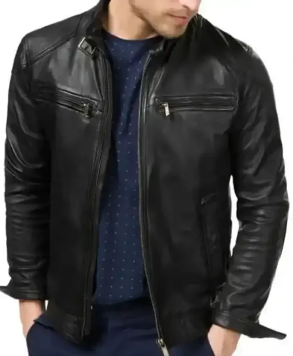 Bluster Men Biker Leather Jacket