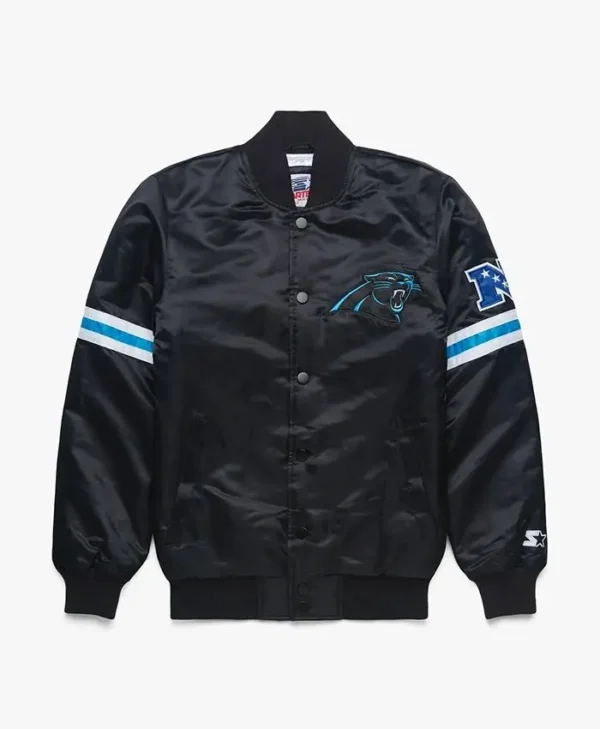 Carolina Panthers Black Satin Starter Varsity Jacket