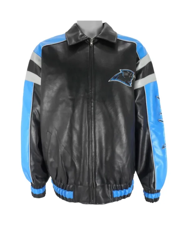 Carolina Panthers Mack Black Leather Full-Zip Jacket