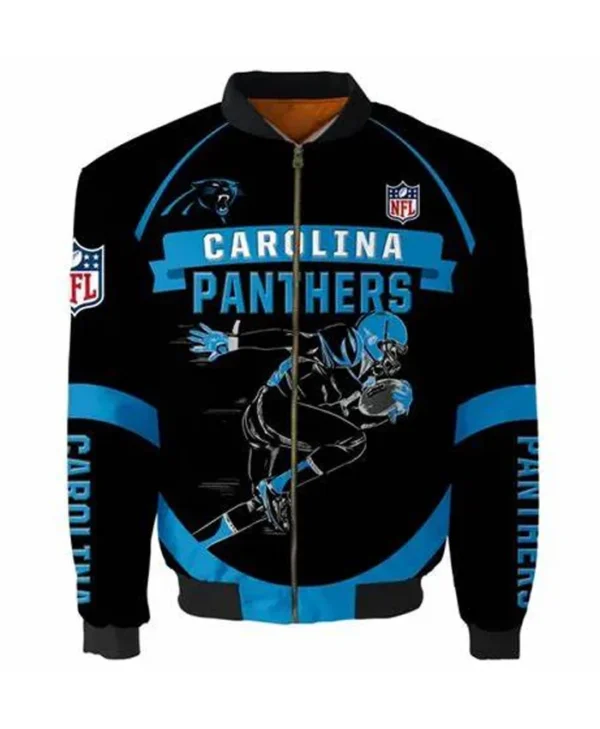 Carolina Panthers Player Running Madden Black Bomber Jacket