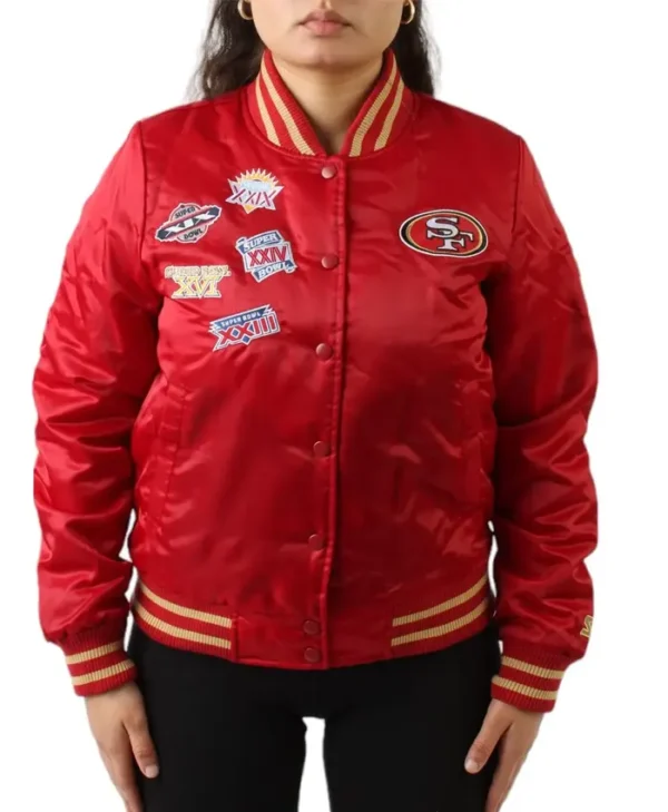 Champions San Francisco 49ers Red Satin Varsity Jacket