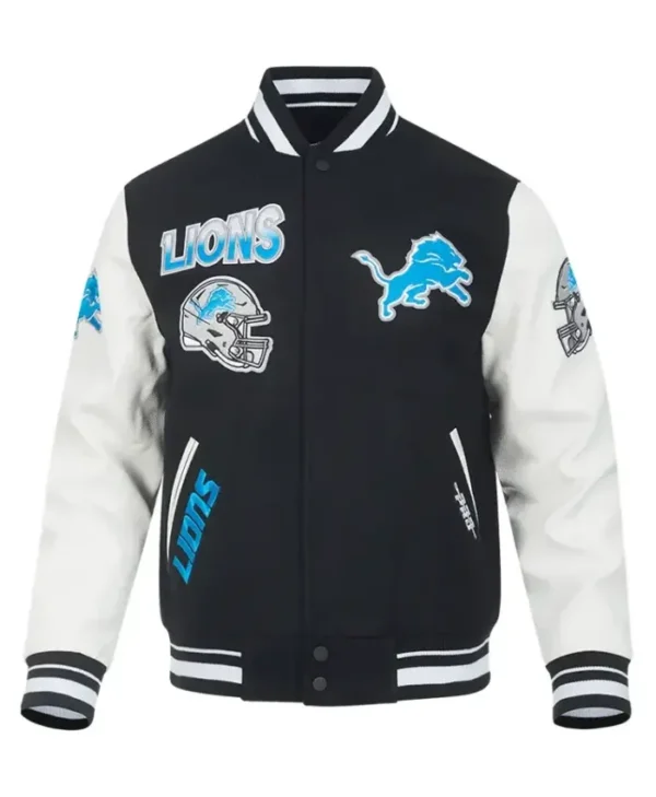 Detroit Lions Pro Standard White And Black Varsity Jacket