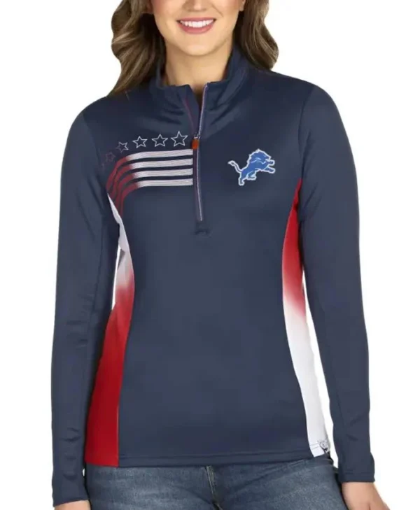 Detroit Lions Tymothy Blue Quarter-Zip Jacket