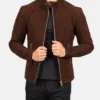 Fernando Quilted Brown Suede Biker Jacket