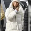 Jennifer Lopez White Puffer Coat