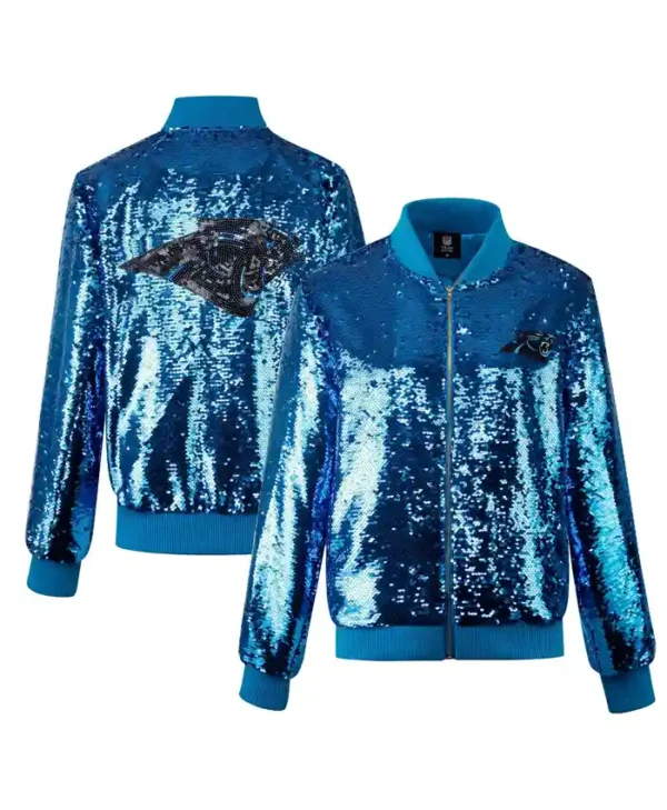 Martie Carolina Panthers Blue Sequin Bomber Jacket