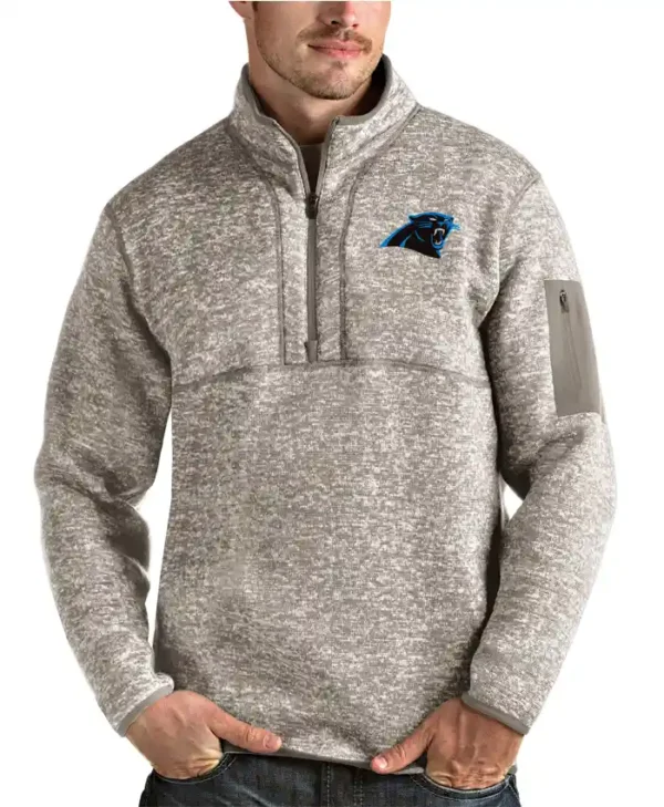 Matty Carolina Panthers Cream Quarter-Zip Jacket