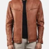 Men Biker Leather Brown Jacket