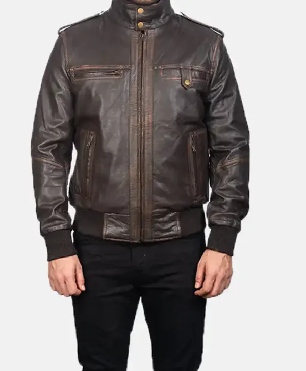 Men’s Bomber Brown Biker Jacket