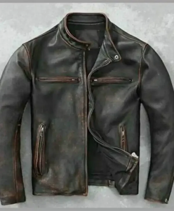 Men’s Cafe Racer Vintage Leather Jacket