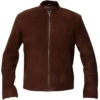 Mens Slim Fit Biker Coffee Brown Jacket