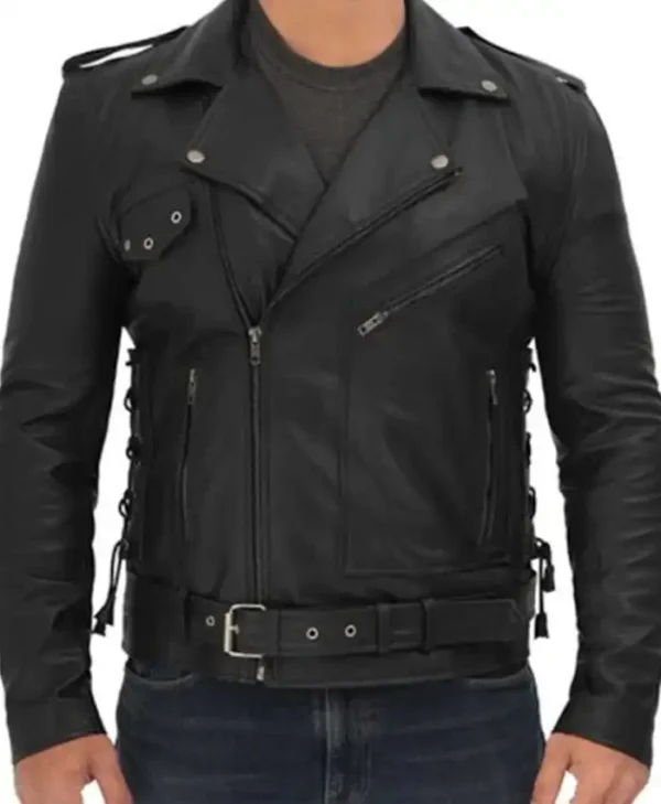 Motorcycle Black Leather Jacket Lucas Asymmetrical