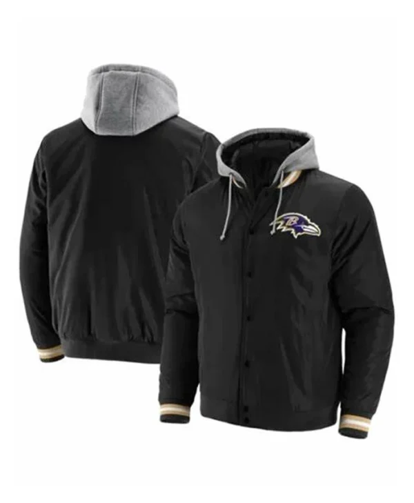 NFL Baltimore Ravens Black Varsity Hooded Jacket