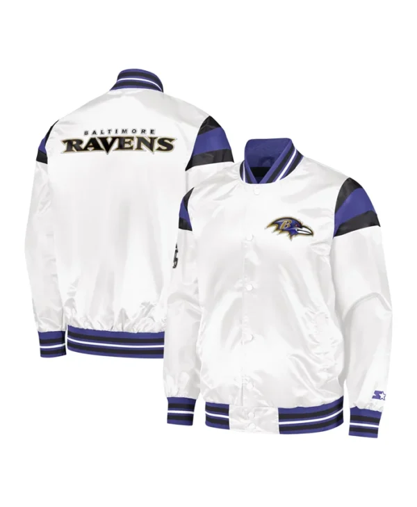 NFL Baltimore Ravens Flock Satin Varsity Jacket