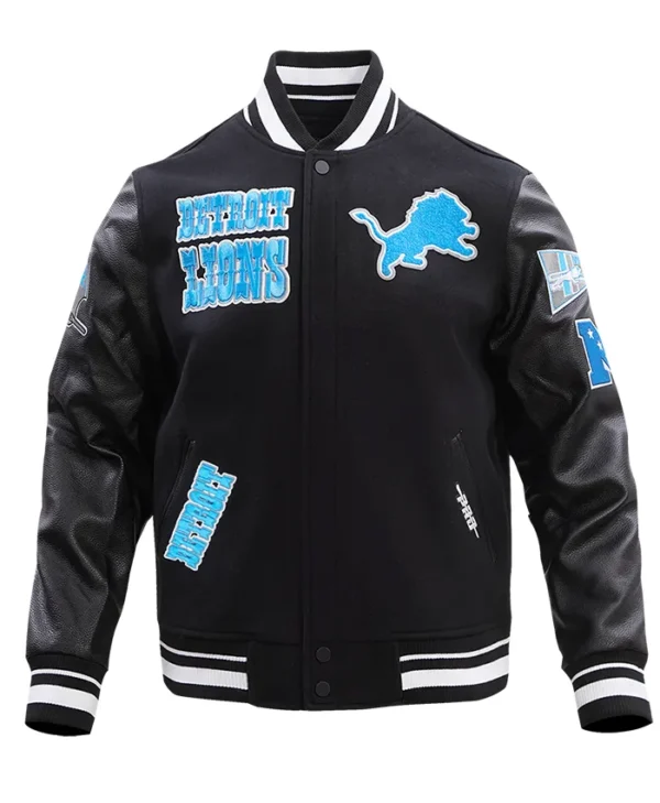 NFL Detroit Lions Black Wool Varsity Jacket