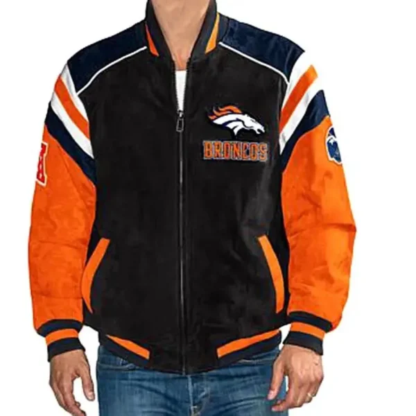 NFL Orlando Denver Broncos Suede Bomber Jacket