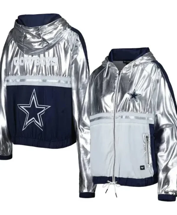 NFL Warner Dallas Cowboys Silver Hooded Jacket