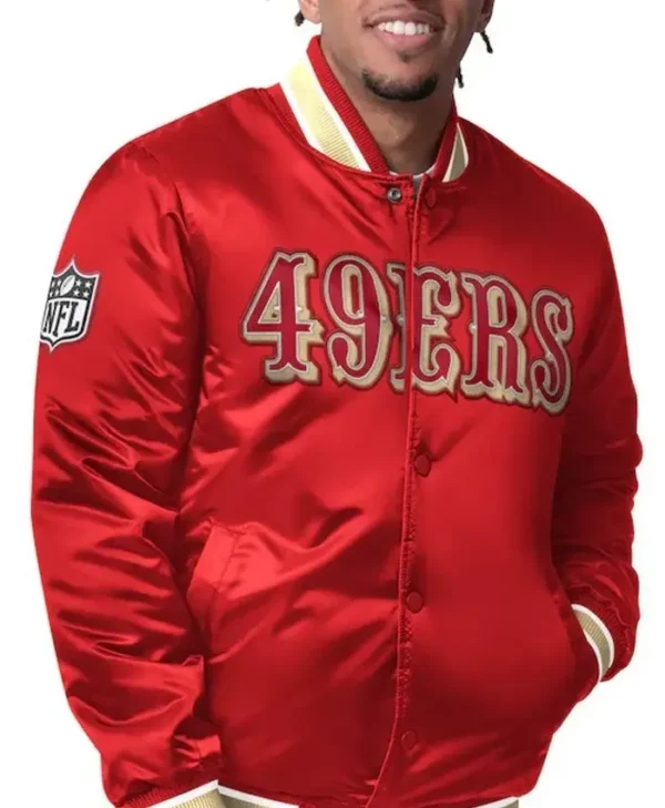 San Francisco 49ers Closer Scarlet and Gold Satin Jacket