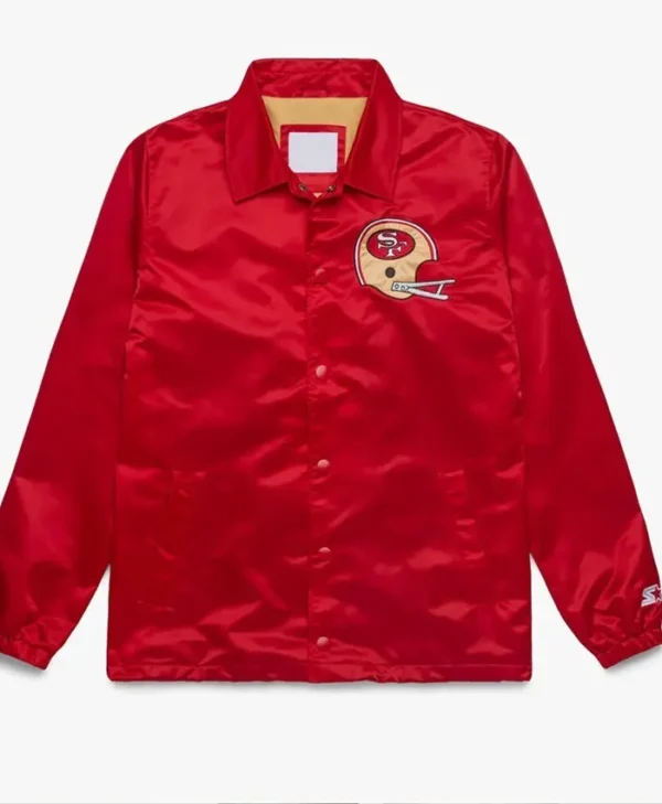 San Francisco 49ers Coach Red Satin Jacket