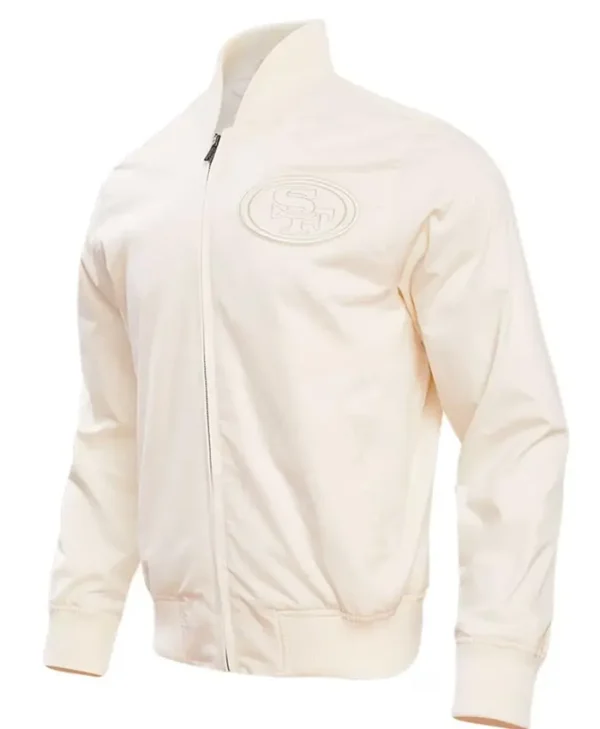 San Francisco 49ers Cream Satin Varsity Jacket