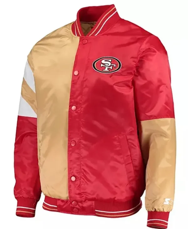 San Francisco 49ers George Kittle 85 Red and Gold Satin Jacket