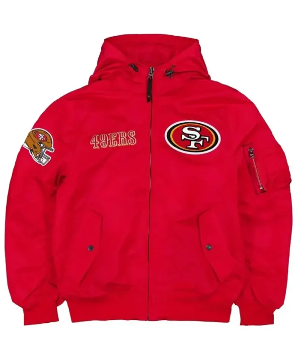 San Francisco 49ers Historic L-2B Red Hooded Bomber Jacket