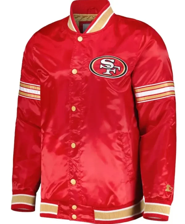 San Francisco 49ers Midfield Scarlet Red Satin Jacket