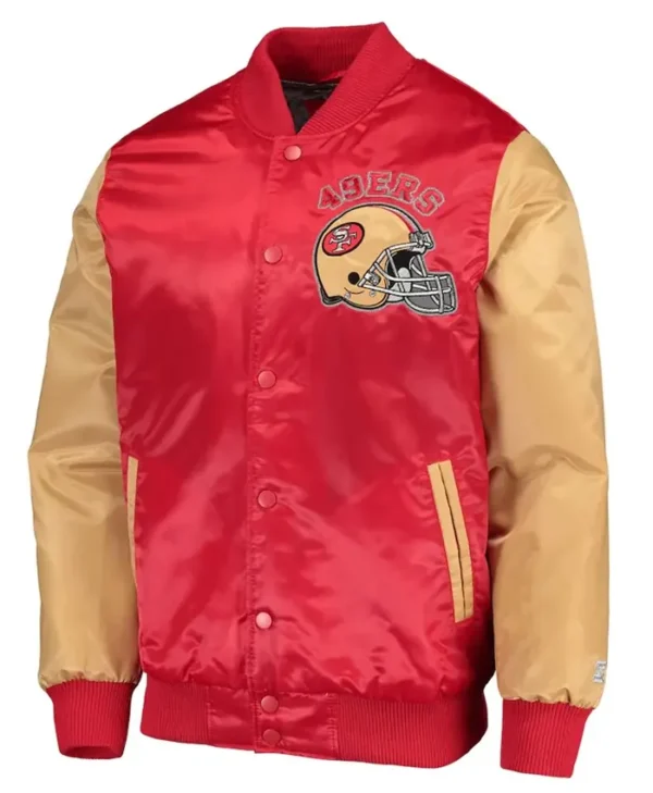 San Francisco 49ers Red and Gold Satin Varsity Jacket