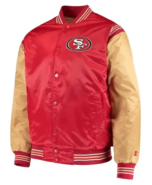 San Francisco 49ers Scarlet and Gold Satin Varsity Jacket