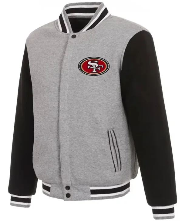 San Francisco 49ers Varsity Gray and Black Wool Jacket