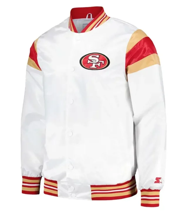 San Francisco 49ers White Varsity Satin Jacket