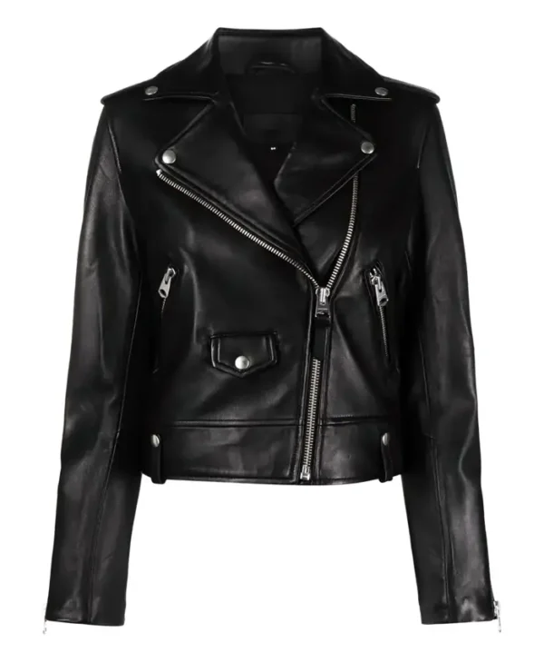 Sarah Women Moto Black Leather Jacket