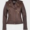 Sharon Brown Biker Distressed Leather Jacket