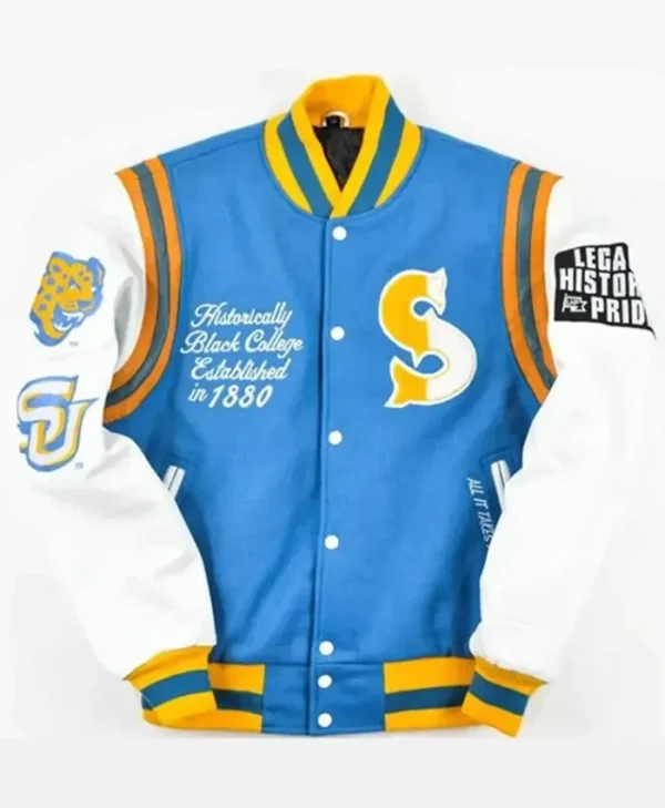 Southern University Motto 2.0 HBCU White And Blue Jacket