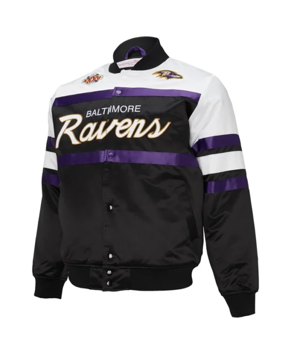 Team Baltimore Ravens Heavyweight Satin Varsity Jacket