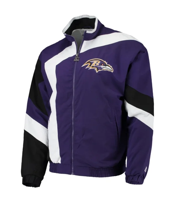 Team NFL Baltimore Ravens Starter Purple and White Jacket