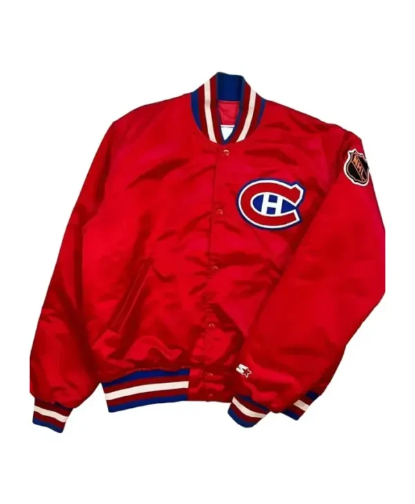 80’s Montreal Canadiens Red Satin Letterman Varsity Jacket