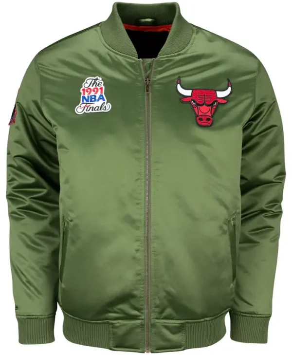 Alana Powlowski Chicago Bulls Green Satin Bomber Jacket