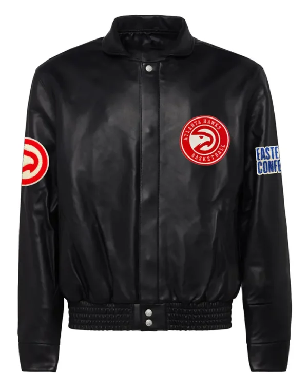 Atlanta Hawks Black Leather Bomber Jacket​