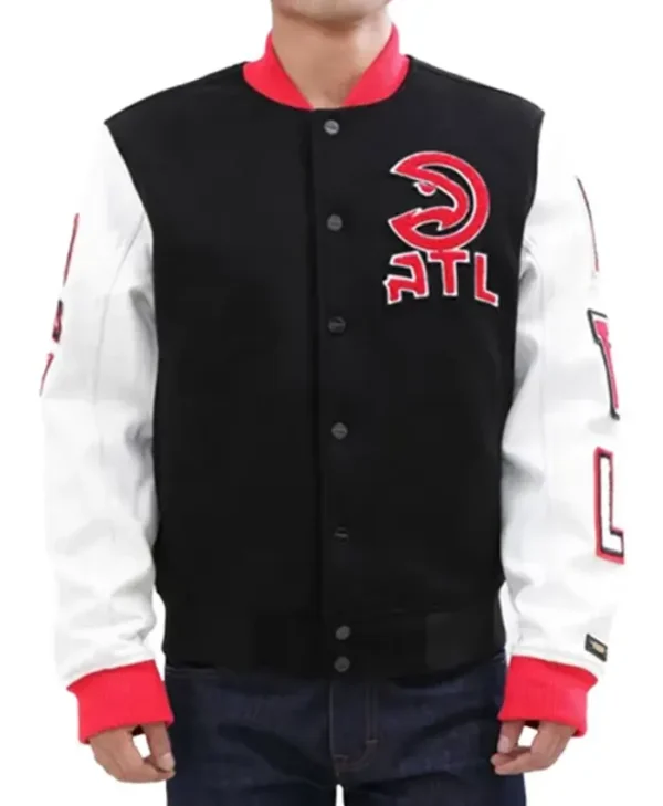 Atlanta Hawks Black and White Wool Varsity Letterman Jacket​