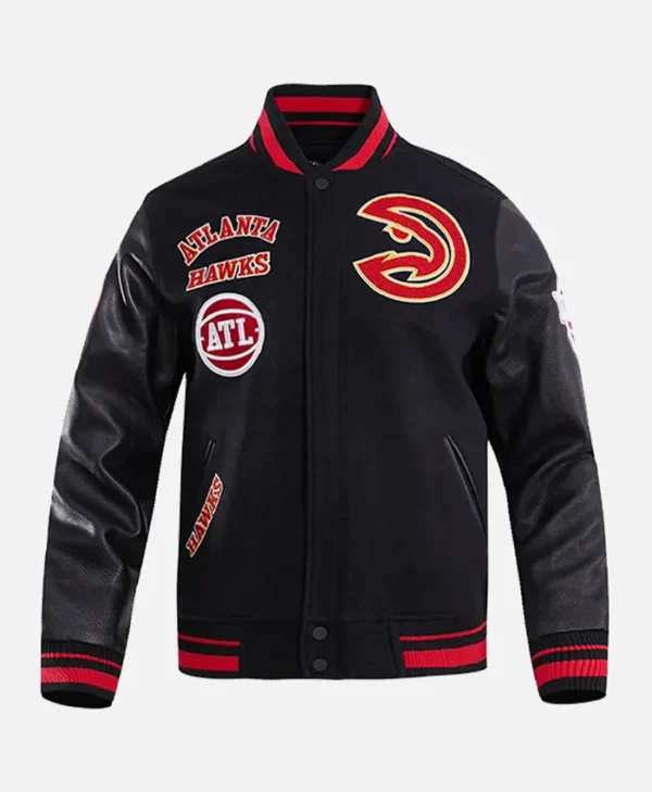 Atlanta Hawks Team Black And Red Varsity Jacket​