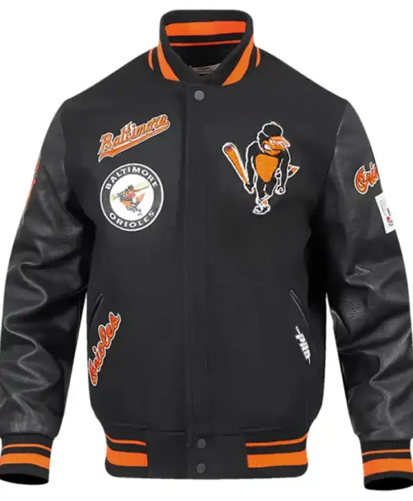 Baltimore Orioles Black And White Bomber Varsity Jacket