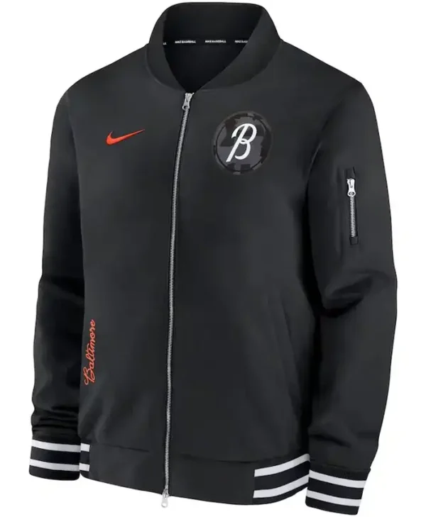 Baltimore Orioles Bomber Black Full-Zip Jacket