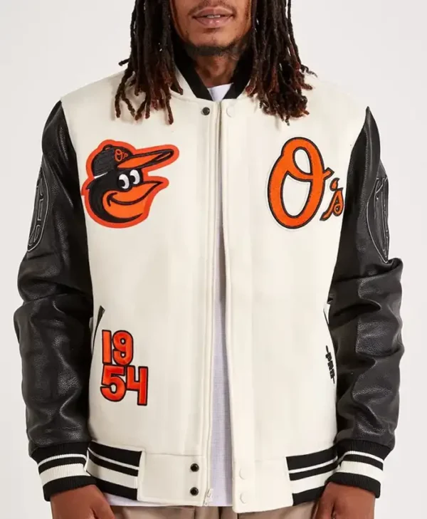 Baltimore Orioles Letterman White And Black Jacket