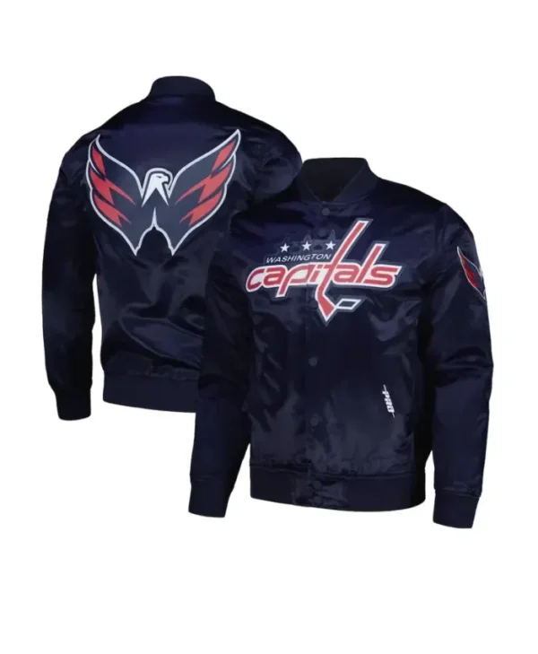 Capitals Navy Blue Satin Varsity Jacket