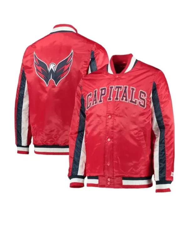 Capitals Red Full Snap Letterman Varsity Jacket